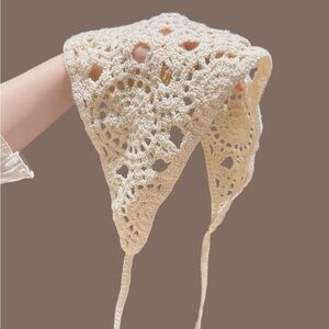Brand New Hand-Crocheted Lace Bandana /
Headscarf